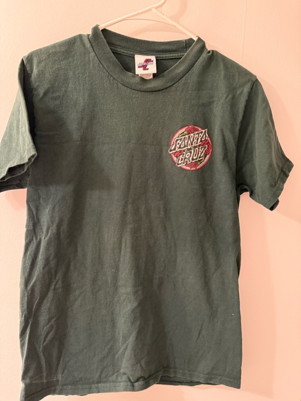 Santa Cruz Dark Green Tee with Red & Blue Logo